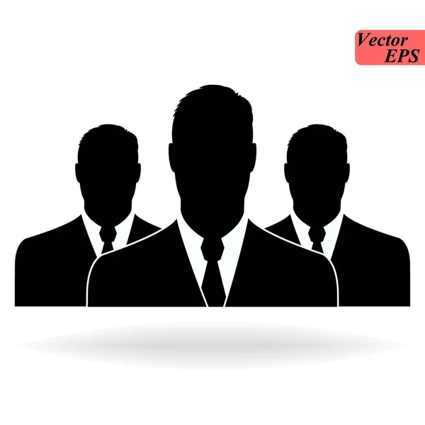 Tres siluetas de hombre de negocios sobre fondo blanco - icono de vector. eps10 — Archivo Imágenes Vectoriales