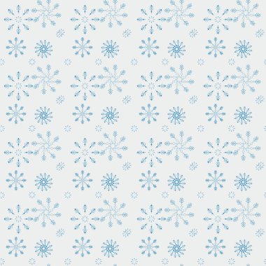 Dikişsiz desen kar taneleri ve nokta, beyaz mavi