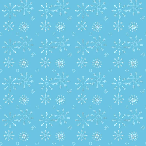 Mavi bir arka plan üzerinde kar taneleri ile sorunsuz süsleme — Stok Vektör