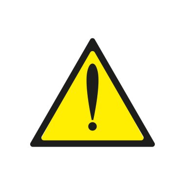 Uyarı, dikkat, uyarı, uyarı, tehlike, beyaz arka plan üzerinde izole sarı renk üçgen işareti simgesi