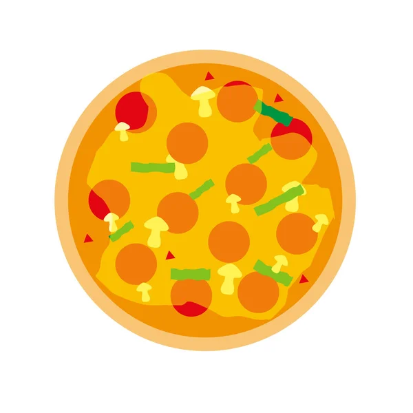 Pizza Flat Ikonen Isolerad Vit Bakgrund Pizza Mat Silhouette Piece — Stock vektor