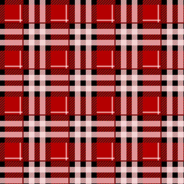 Tartan Tło Wzór Czerwony Czarny Biały Pled Tartan Flanelowa Koszula — Wektor stockowy