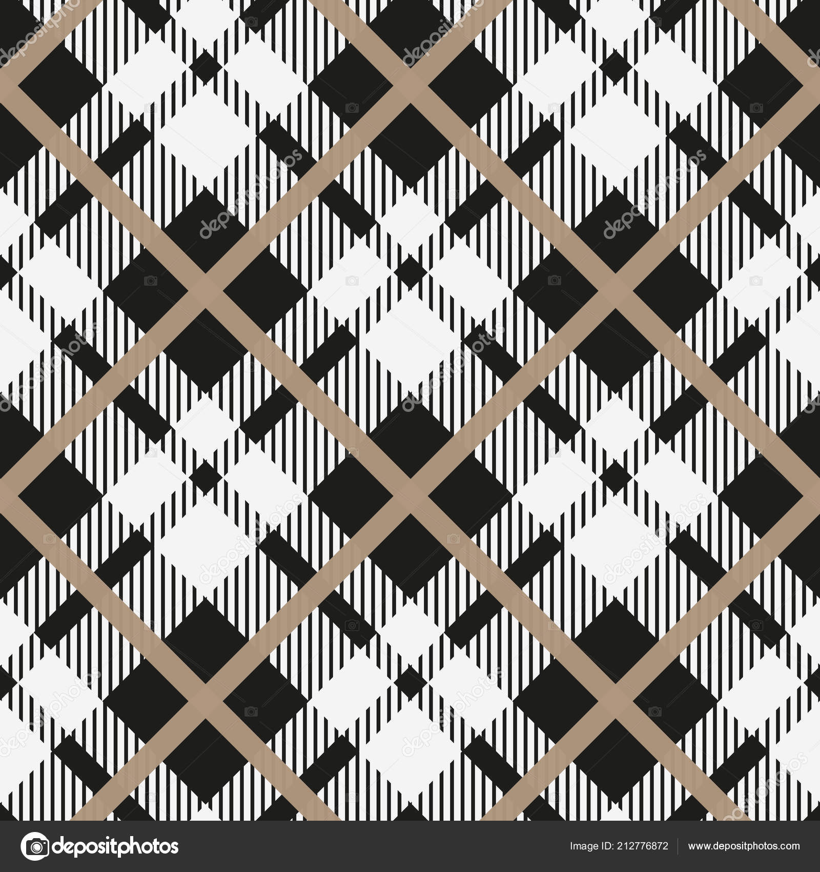 Fantasia Di Bianco E Nero Scozzese Diagonale Senza Cuciture