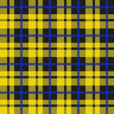 Ekose desenli. İskoç kafes. İskoç sarı damalı arka plan. İskoç kareli sarı renklerde. Küçük harf kumaş dokusu. Vektör çizim eps10