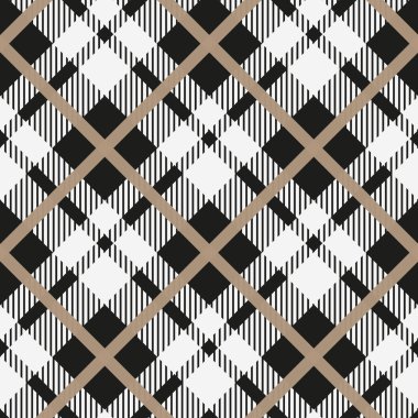 Siyah ve beyaz ekose çapraz sorunsuz vektör desen Checkered ekose doku için kumaş, tekstil, kumaş, giyim, gömlek, şort, geometrik basit kare arka plan battaniye ambalaj tasarım elbise