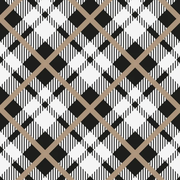 Svart och vitt tartan diagonal sömlös vektor mönster Svartvitrutig pläd textur geometriska enkel fyrkantig bakgrund för tyg, textil, tyg, kläder, skjortor, shorts, klä filt inslagning design — Stock vektor