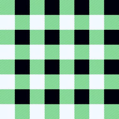 Buffalo ekose Dikişsiz desen tasarım. yeşil, siyah ve beyaz ekose eps 10
