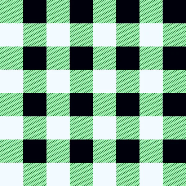 Buffalo Kostkované Bezešvé Pattern Design Zelená Černá Bílá Tartan Eps — Stockový vektor
