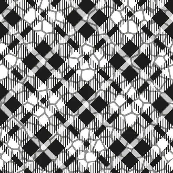 苏格兰格子花纹的无缝图案与豹斑 Eps — 图库矢量图片