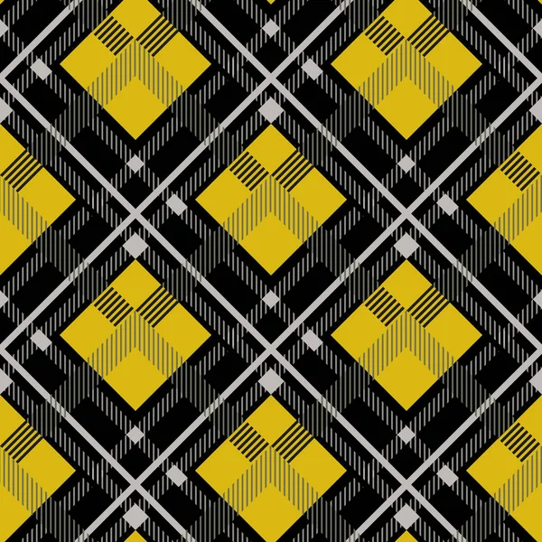 Tartán Negro Amarillo Cuadros Patrón Escocés Eps10 — Archivo Imágenes Vectoriales