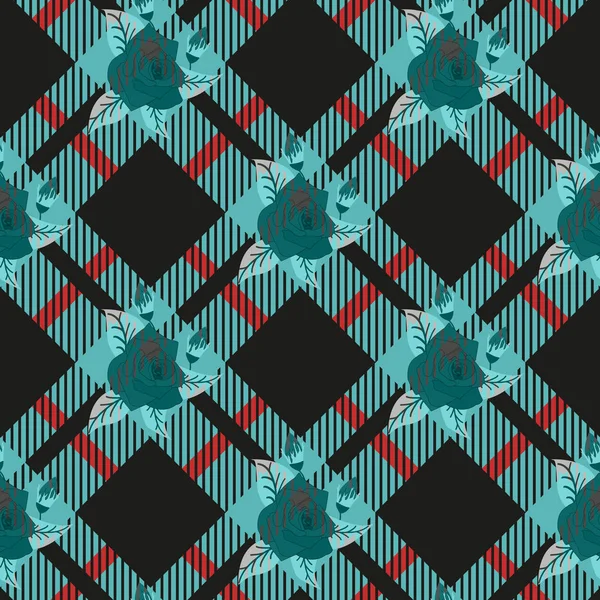 Rose Blue White Diamond Chessboard Tartan Plaid Background Vector Illustration — Stock Vector