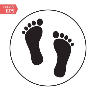 Ayak yazdırma simgesi. Çıplak ayak basmak siyah üzerinde beyaz ayağı varsa simge vektör, hisse senedi vektör çizim düz tasarım stili