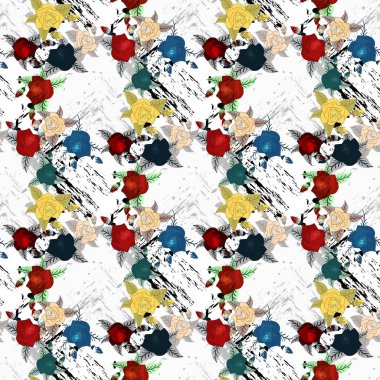 Trendy vektör sorunsuz güzel sanatsal karanlık tropikal çiçek deseni ile egzotik orman. Çiçek origi nal şık çiçek arka plan yazdırma, parlak gökkuşağı renkleri beyaz eps10