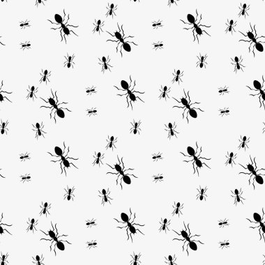 Karınca seamless modeli. Siyah ve beyaz karıncalar ile Dikişsiz desen vektör. Hayvan arka plan