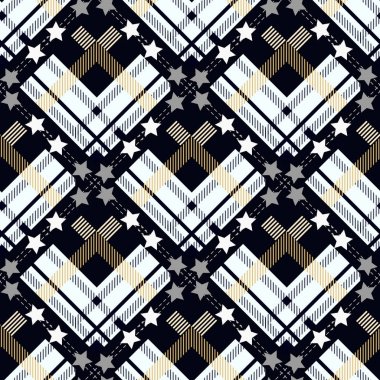 Tartan yıldız sorunsuz. Tartan, ekose desen vektör arka plan. Halk Retro. Ekose desenli. EPS 10