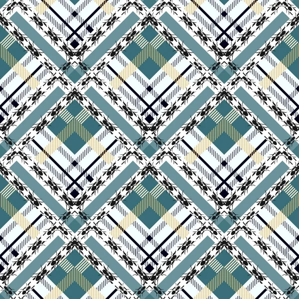 Tissu Bleu Noir Blanc Carreaux Tartan Avec Motif Fourmi Sans — Image vectorielle