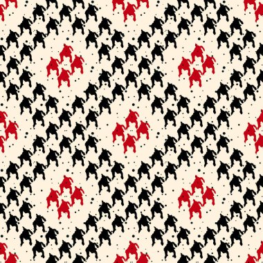 Kırmızı tekstil ekose satırları tasarlamak vektör ile sorunsuz siyah ve kırmızı houndstooth kalıbı