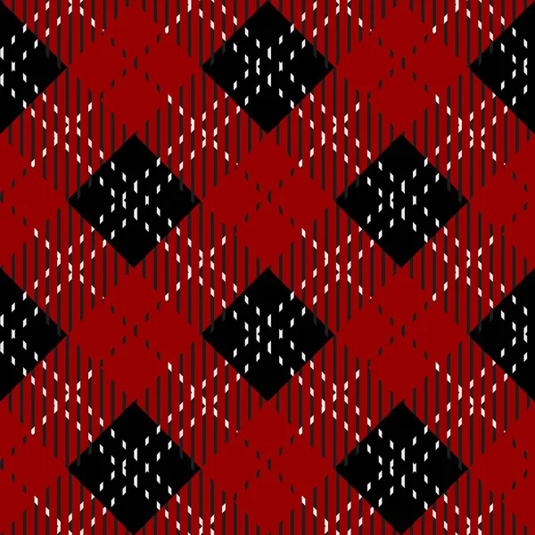 Xadrez padrão de verificação em vermelho, preto e branco. Textura de tecido sem costura . —  Vetores de Stock