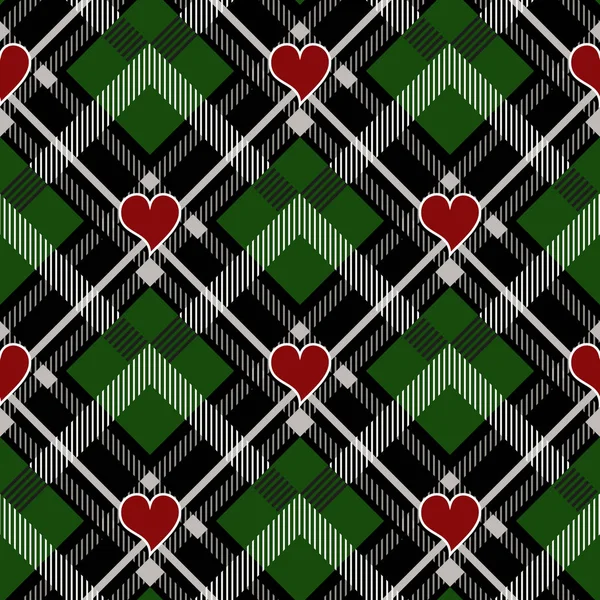 Valentine Day Hipster Style Tartan Buffalo Check Plaid Vector Patterns — Image vectorielle