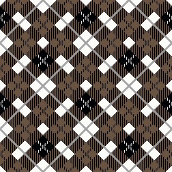 Padrão xadrez de tartan sem costura. Textura de tecido quadriculado tradicional na paleta de marrom, preto e branco. eps 10 —  Vetores de Stock