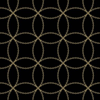 Art Deco tarzında altın zincir Seamless modeli dokulu. Altın kolye vektör yinelenen arka plan. Kumaş tasarım. Kullanılabilir duvar kağıdı, desen dolgularını, web sayfası arka planı, yüzey dokuları için. EPS 10
