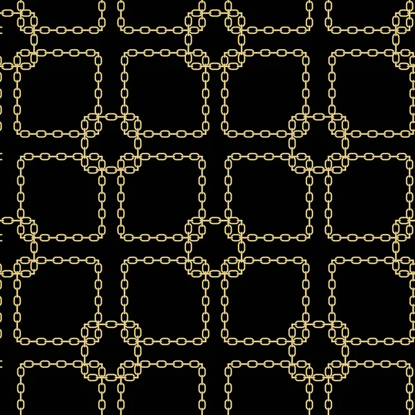 Gouden Ketting Vierkant Zwarte Naadloze Vector Achtergrond Eps — Stockvector