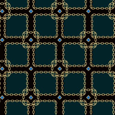 Altın zincir kare siyah sorunsuz vektör arka plan üzerinde. EPS 10