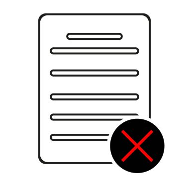 Dosya satırı simgesi reddetmek. Belge işareti reddedin. Dosyasını silin. Kalite tasarım düz app öğesi. Düzenlenebilir kontur Reddet dosya simgesi. Vektör eps10