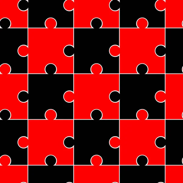 Patrón Sin Costuras Con Rompecabezas Negros Rojos Fondo Mosaico Patrones — Vector de stock