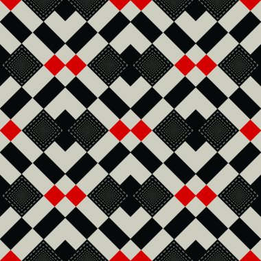 Damalı şemsiye kumaş seamless modeli siyah beyaz ve kırmızı, vektör eps10 içinde