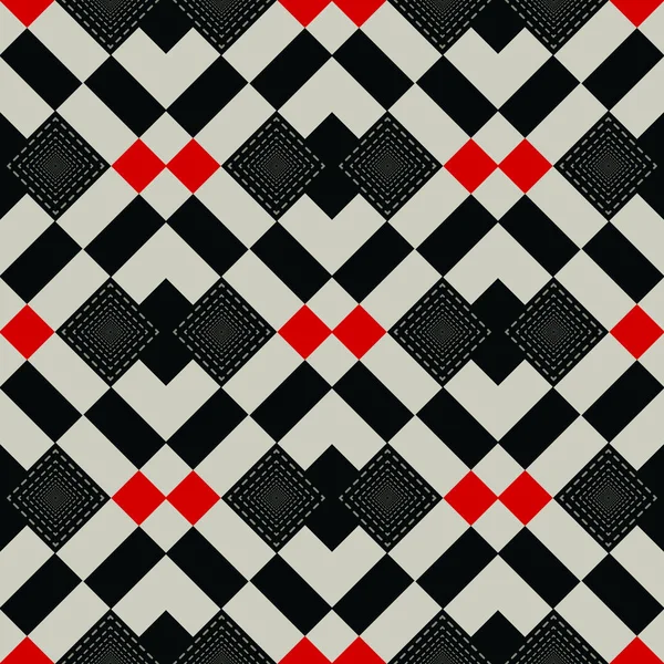 市松模様のギンガム生地シームレス パターン黒の白と赤 ベクトル Eps10 — ストックベクタ
