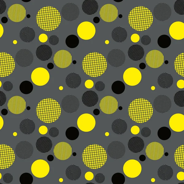 Evrensel vektör moda geometrik seamless modeli. Düz siyah, sarı, memphis tarzı modern tasarım öğeleri tekrarladı. Paket, duvar kağıdı, tekstil — Stok Vektör