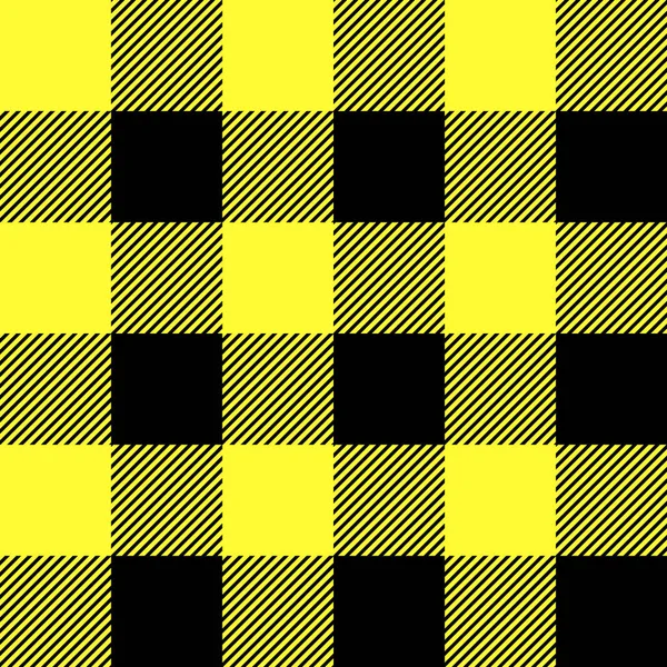タータンのパターン。スコットランドのケージ。スコットランドの黄色の市松模様の背景。黄色い色のスコットランドの格子縞。シームレスなファブリックのテクスチャです。ベクトル図 — ストックベクタ