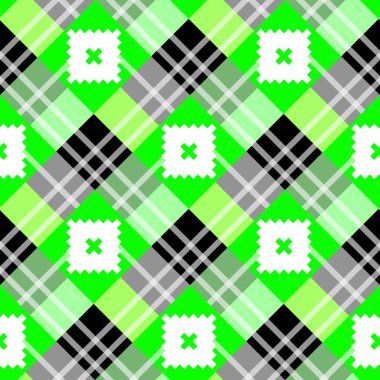 Yeşil çapraz kumaş doku tartan seamless modeli. Vektör çizim. eps10