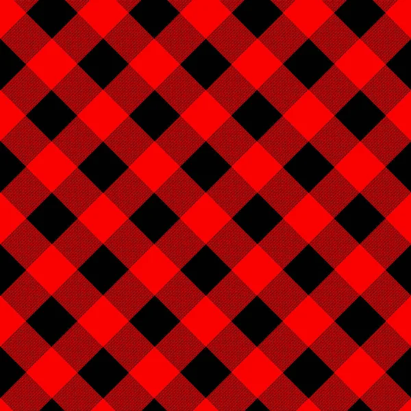 バッファロー斜めの線で格子柄のシームレス パターン。赤と黒の交互木こり背景の正方形します。ベクトル図. — ストックベクタ
