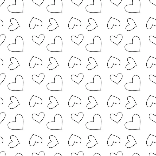 Vector seamless pattern with hearts. Repeating geometric tiles with stylized monochrome background. — Stock Vector