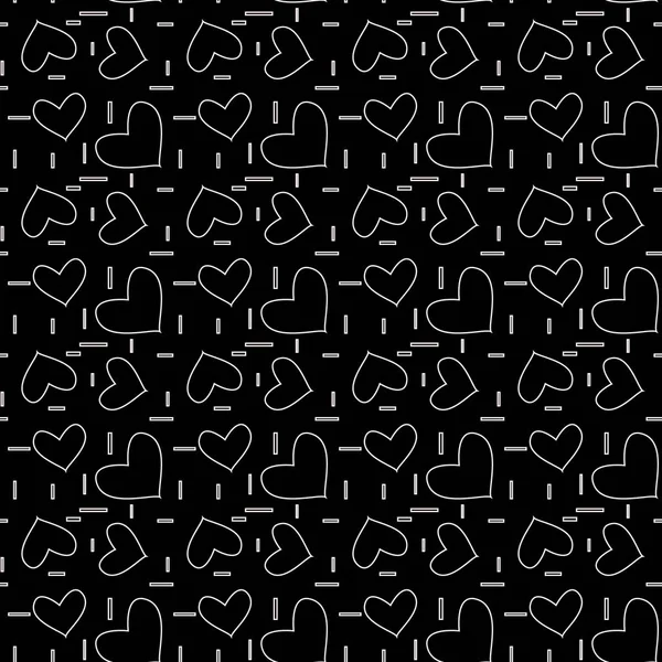 Patrón monocromo sin costuras con corazones y puntos. Vector que repite la textura. Perfecto para imprimir en tela o papel. eps10 — Archivo Imágenes Vectoriales