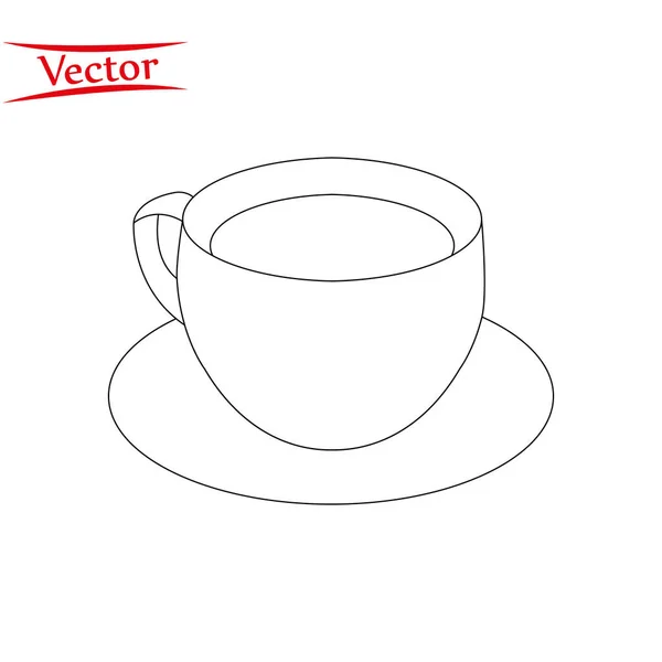 Tasse de thé au café avec silhouette de ligne mince de vapeur icône — Image vectorielle