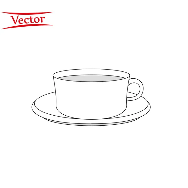 Taza de té de café con vapor delgada línea icono contorno — Archivo Imágenes Vectoriales