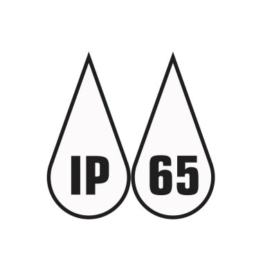 Ip65 koruma sertifikası standart simgesi. Su ve toz veya katılara dayanıklı korumalı sembol. Vektör illüstrasyon. eps10