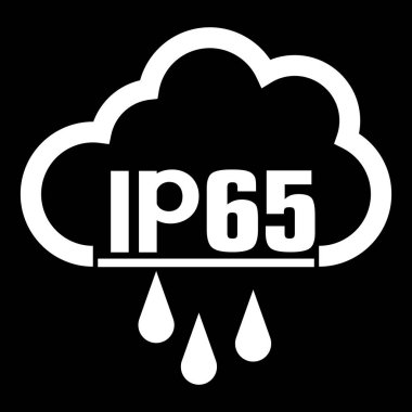 Ip65 koruma sertifikası standart simgesi. Su ve toz veya katılara dayanıklı korumalı sembol. Vektör illüstrasyon. eps10