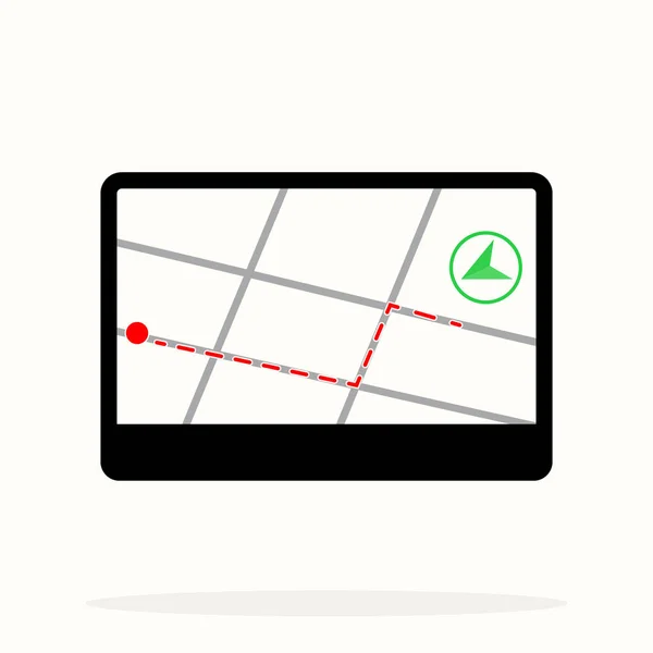 Fond de navigation GPS. Carte routière isolée sur blanc avec pointeur rouge. Illustration vectorielle — Image vectorielle