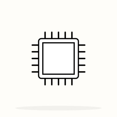 Cpu işlemci satırı simgesi. Bilgisayar bileşen işareti. Renkli anahat kavramı, logo beyaz arka plan üzerinde izole