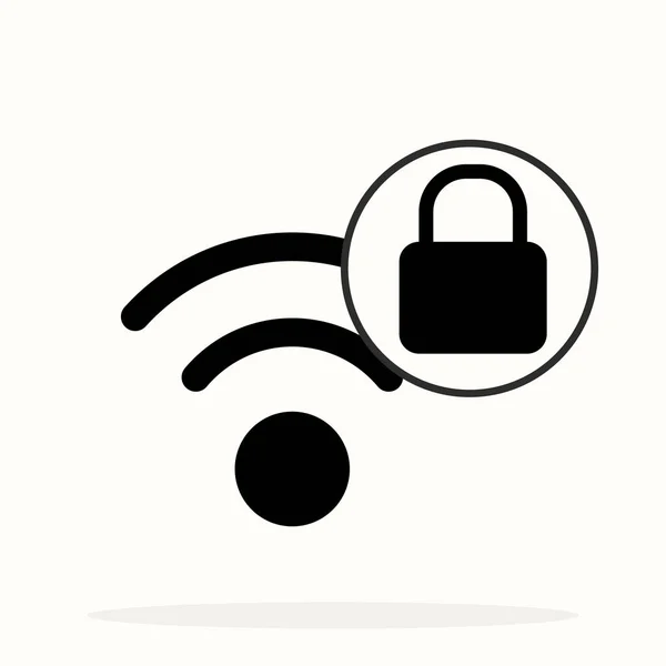 Panneau Wifi verrouillé. Mot de passe symbole Wi-Fi. icône de réseau sans fil. Zone Wifi. icône de style design plat — Image vectorielle