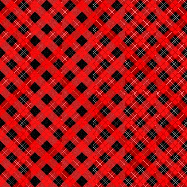sorunsuz illüstrasyon - kırmızı, siyah çapraz tartan kareler ve beyaz çizgili