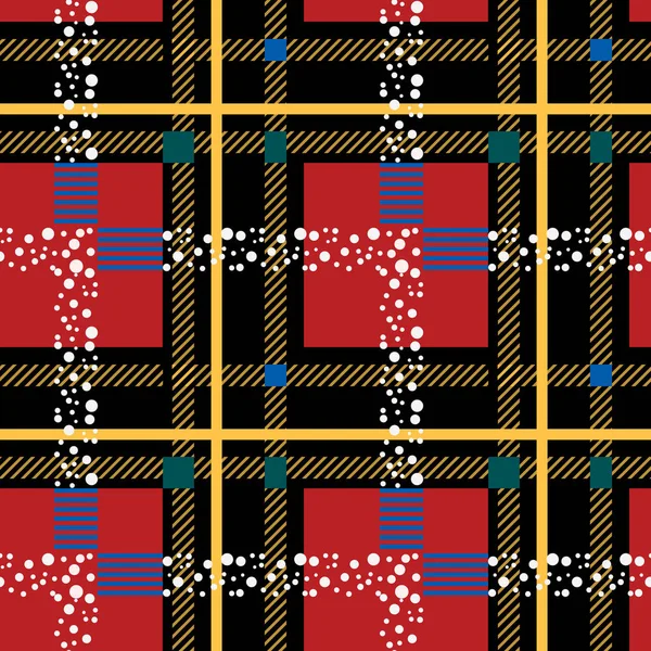 Zwarte en rode tartan geruite Schotse naadloze patroon. Het patroon van de tartan, plaid, tafelkleden, kleding, shirts, jurken, papier, beddengoed, dekens en andere textielproducten. EPS 10 — Stockvector