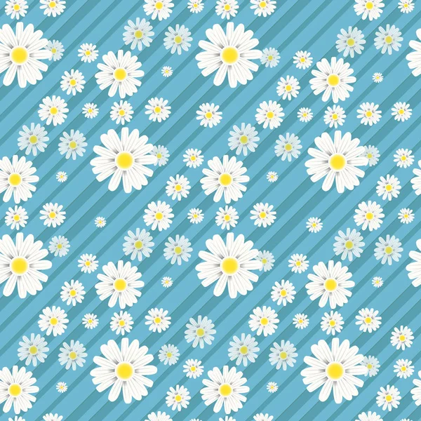 Seamless background with daisy flowers on black. Vector illustration — Stock Vector