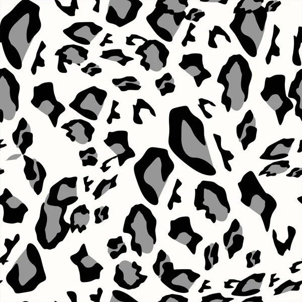 Leopard skin pattern. Wildlife abstract design. Vector print for fabrics and clothes. Black spots on the leopard fur. Trendy fashion seamless pattern. Camouflage predator skin texture imitation. — Stock Vector