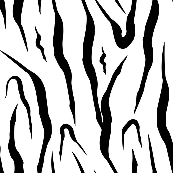 Textur Wildtierhaut. Zebra nahtlose Muster. abstrakte Linien schmücken. Tigerfell, Streifenmuster. monochromen Hintergrund. erstaunliche handgezeichnete Grafiken. schwarze und weiße Streifen. Vektorillustration — Stockvektor