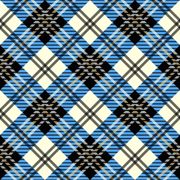 Tirage à carreaux de tartan. Texture tissu à carreaux en bleu oeuf robin, noir et crème. Modèle sans couture . — Image vectorielle